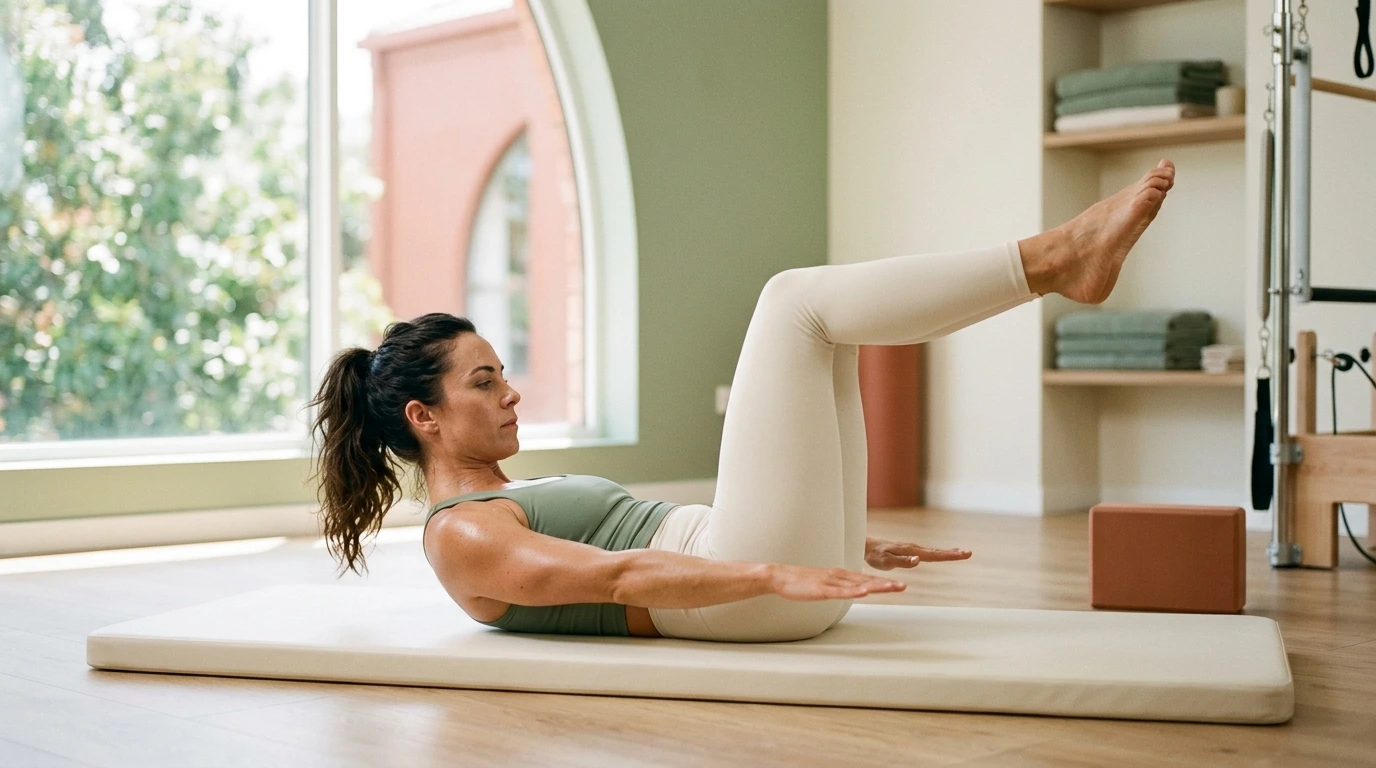 Exercice de pilates au sol sur tapis