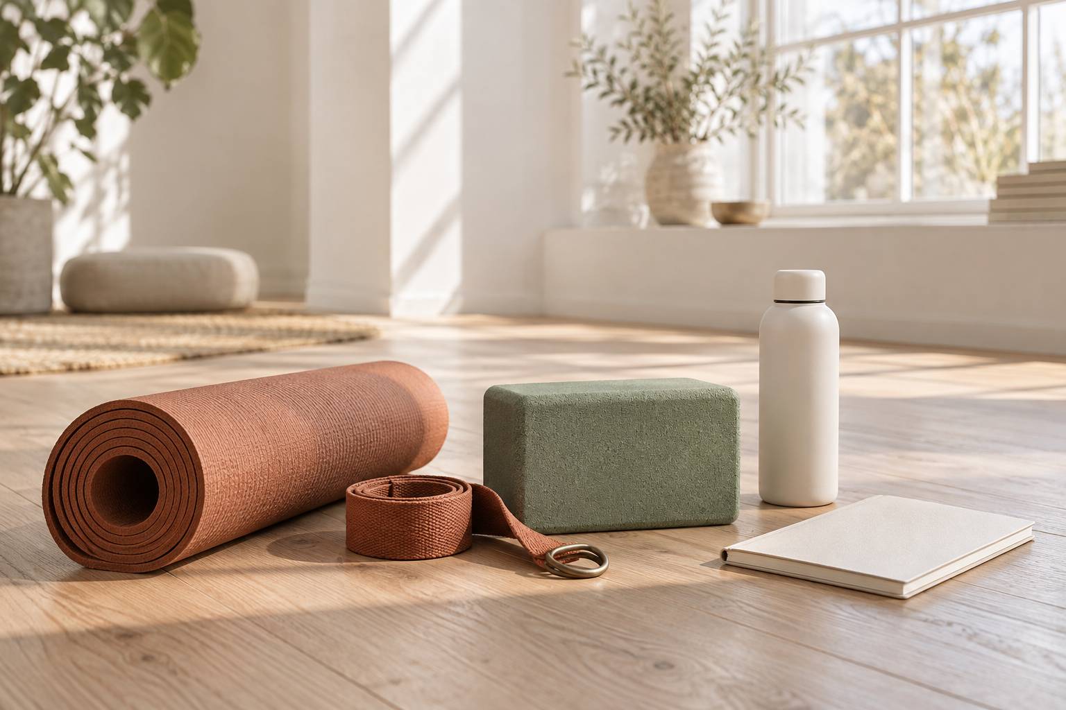 Sangle et brique de yoga pour soutenir la posture du danseur
